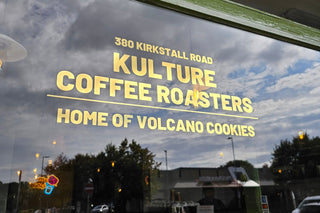 Sign on the window of Kulture Coffee cafe