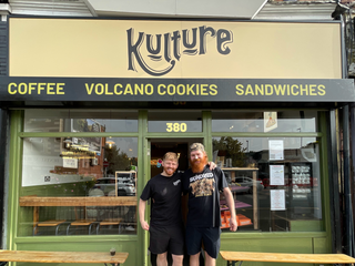 Jake and Jonathan outside Kulture Coffee